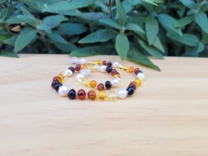 Mixed Baltic Amber with Fresh Water Pearls 31cm Baby Necklace