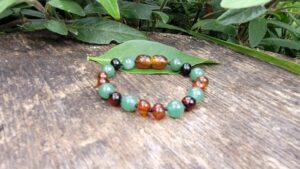 Aventurine Gemstones with Cherry & Cognac Baltic Amber 14cm Baby/Toddler Anklet