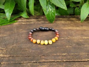 Rainbow Unpolished Baltic Amber Anklet