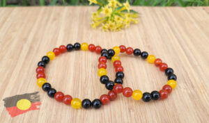 Onyx, Yellow & Red Agate Gemstone Mummy & Me Bracelet Set